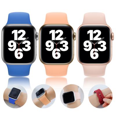 China Sport Fashion Custom Printed Pure Color Silicone Watch Bands Strap For Apple Watch Sport Band For Apple Watch Series 6 Band 7 for sale