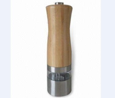 China Sustainable Electric Bamboo Salt and Pepper Mill Model EB856B for sale