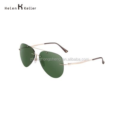 China Fashion sunglasses latest fashion rimless frames green nylon polarized lens unisex sunglasses for sale