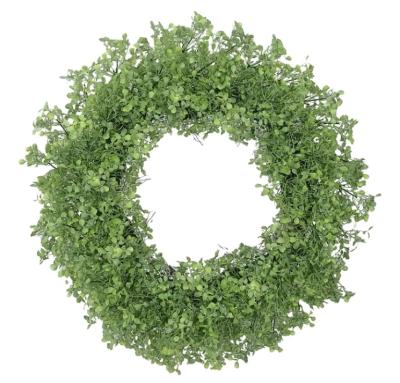 China Holiday Door Hanging And Wedding Decor Environmental Friendly Artificial Green Leaves Wreath for sale