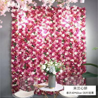 China Environmental Friendly Wholesale Wedding Silk Artificial Flower Panels Wedding Stage Decoration Flower Wall Backdrop for sale