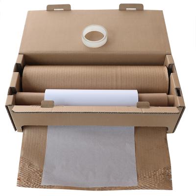 China Recyclable Honeycomb Wrapping Kraft Paper Honeycomb Roll Dispenser Set for sale