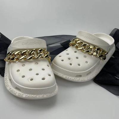 China Clog Charm OEM ODM Decorations Fitted For Crocs Shoes Metal Croc Chain Gold Silver Color For Crocs Shoe Charm for sale