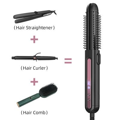 China Negative Ions 4 in 1 Hair Styling Hair Styler for Flat Iron Hair Straightener Brush and Curler Curling Iron for sale