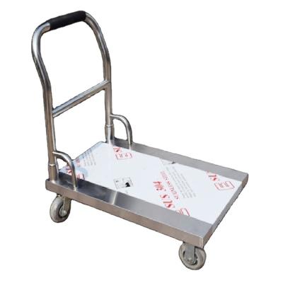 China Folding Tools Stainless Steel Warehouse Trolley Light Metal Platform Cargo Cart for sale