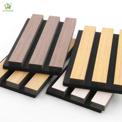 China High Quality  Acoustic Decorative Wood Mdf Sound Absorbing Grooved Acoustic Panel For Interior Wall zu verkaufen