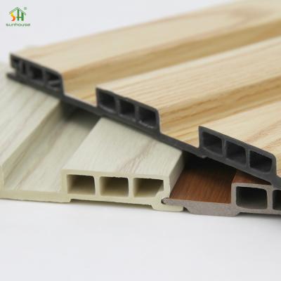 China Modern Design Impact Resistance Wpc Fluted Panel Durable Triple-Hole Ventilation Board For Outdoor zu verkaufen