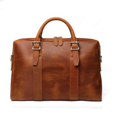 China LuoJia Horse Leather Briefcase Crazy Messenger Bag Leather Laptop Bag For Men for sale