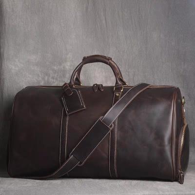 China Genuine Leather Duffel Duffle Vintage Vintage Multificational Travel Weekend Duffel Bag Leather Tote Bag For Gentleman for sale