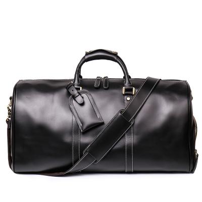 China Wholesale Custom Multificational Vintage Full Grain Tote Fleece Weekender Handmade Leather Bag Men 22 Inch for sale