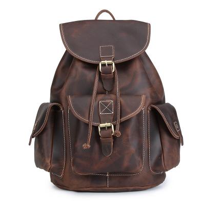 China 2019 Wholesale Vintage Stitch Stitch Leather Backpack Students School Bags Large Backpacks Multifunctional Travel Bags for sale