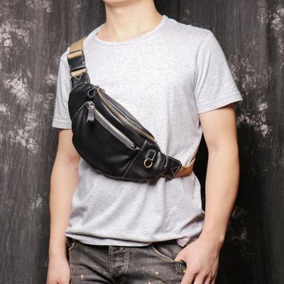 China Multifunctional Tactical Bag Black Men's Trunk Sling Bag Genuine Leather Leather Box for sale