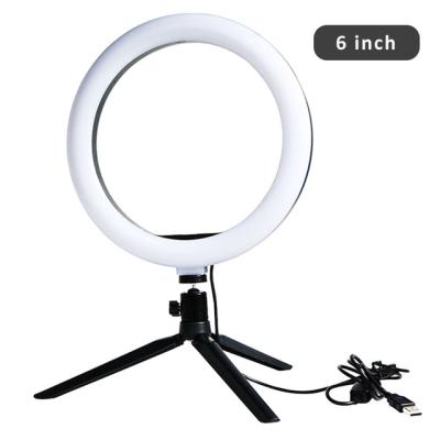 China Photographic living tik tok 16cm adjustable makeup shine camera dimmable mobile phone stand led ring light selfie table ring light for sale