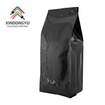 China BIODEGRADABLE Custom Plastic Matte Black Block Resealable Zip Lock Bottom Gusset Printing Coffee Packaging Bags With Valve for sale