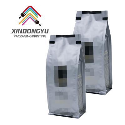 China BIODEGRADABLE Custom Printing 8 Sides Heat Seal Block Bottom Plastic Matte Aluminum Foil Stand Up Coffee Packaging Bags With Valve for sale