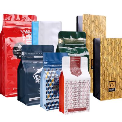 China BIODEGRADABLE Customized Plastic Matte Resealable Flat Bottom Aluminum Foil Zip Lock Printing Stand Up Side Gusset Coffee Packaging Bag for sale