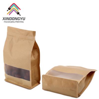 China Disposable Biodegradable Brown Custom Printing Recyclable Resealable Zipper Lock Kraft Paper Bag For Packing Coffee for sale