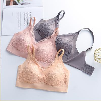 China 2022 exquisite lace beauty comfortable back bra QUICK DRY seamless no button steel adjustable camisole back ring latex underwear thai wome for sale