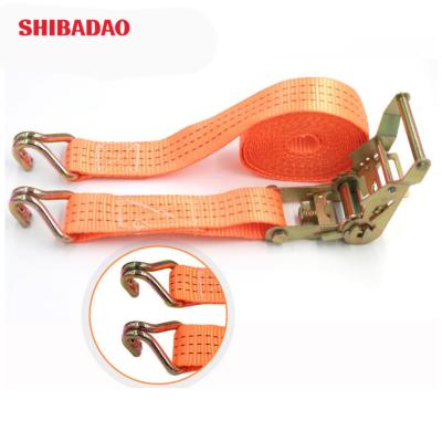 China Tie Down Goods Tension Rope Tie Down Strap Ratchet Belt Strong Metal Buckle Cargo Lashing Flat Belt Hook Strap for sale