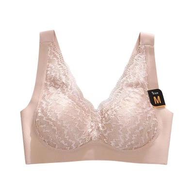 China Anti Gravity Latex Japanese Women's One-Piece Sports Non-Steel Adjustable Closed Ring Auxiliary Milk Underwear Traceless Lace Up Bra for sale