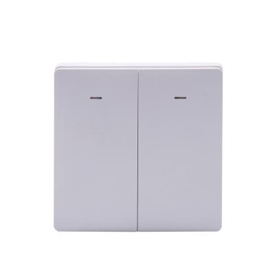 China EU Tuya Smart Home Rock Wall Lamp Switch Standard ABS 94-V0 Fireproof WIFI 2 Strip Receiver For Light Smart Life Smart Switch White for sale