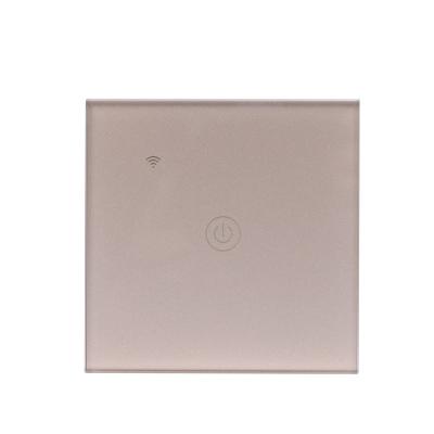 China Tempered Glass +V0 Fire Resistance ABS Zigbee RF 433 1 Strip EU Tuya Standard Smart Home Touch Wall Lamp Switch Receiver For Tuya Light Smart Switch Gold for sale