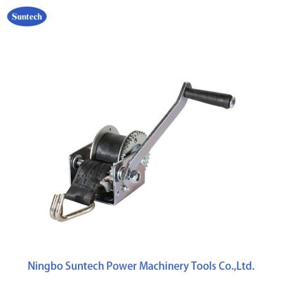 China 800 Lb Manual Hand Winch With Strap , Hand Crank Boat Winch for sale