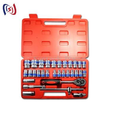 China Professionele 32 stukken socket wrench set tool kit voor auto reparatie blauw lint combinatie tool set Te koop