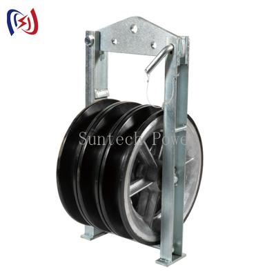 China Bovengrondse hoogspanningslijn Triple Aluminium Wheel Conductor Stringing Blocks Te koop