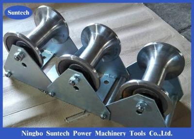 China Galvanized Frame Cable Pulling Roller With Three Aluminum Wheel for sale