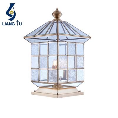 China Outdoor Luxury Pillar Lamp Courtyard Crystal Led Lamp Pillar Gate Lights E14 For Hotel Villa Garden Gate Post for sale