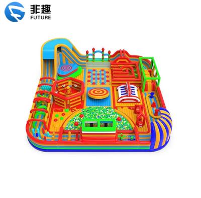 China Indoor inflatable bouncer and amusement park mall school giant castle slide. Children and adult inflatable amusement theme park. Inflatable bouncy castle for sale