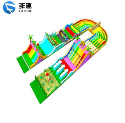 China Longest and tallest amusement park mall school the giant inflatable obstacle course for adults and child. Inflatable Slide And Bouncer Amusement Equipment for sale