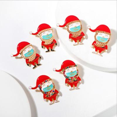 China Vintage Super Fun and Light Santa Earrings For Women High Quality Rhinestone Stud Earrings Christmas Holiday Party for sale