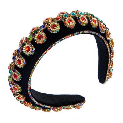 China Popular Handmade Crystal Headband Vintage Rhinestone Stone Wedding Headband For Women Prom Hair Jewelry for sale