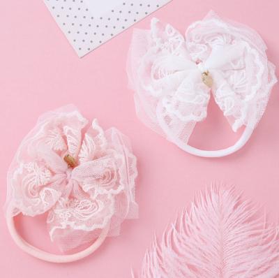 China Popular Baby Headband Thin Nylon Girls Lace Up Soft Infant Hair Accessories Party Headbands Kids Wedding Newborn Props Photo Head Bands for sale