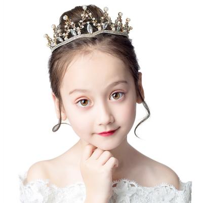 China Princess Gold Pearl Crystal Crowns For Hot Sale Kids Friendly Material Jewelry for sale