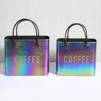 China Sustainable Modern PU Leather Basket For Coffee / Food / Gift for sale