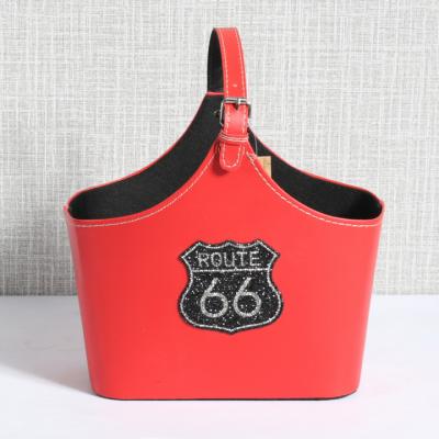 China Sustainable Gift Basket PU Leather Storage Basket for sale