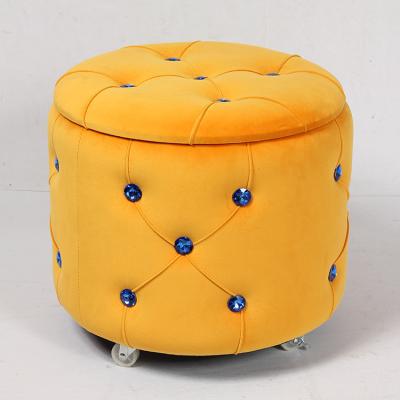 China stool home & Round Ottoman Storage Stool Fabric Covered Stool With Wheels for sale