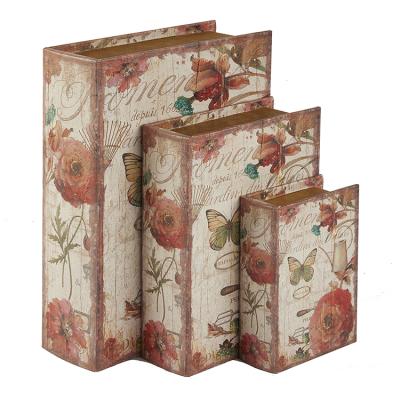 China Handmade Decorative Fake Book Shaped Wooden Fake Book Box With Printing for sale