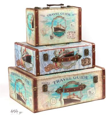 China Sustainable Green Vintage Decorative Wooden Suitcase For Home Decoration for sale