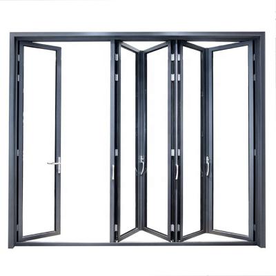 China Double Glazed Folding Glass Doors Profile 2.0MM Thickness Patio Aluminum Folding for sale