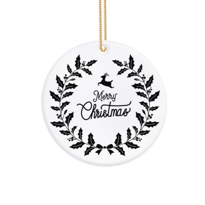 China MDF Custom Personalized Round Decoration Sublimation Ornaments Wholesale Sublimation Blank Ceramic Christmas Ornaments for sale