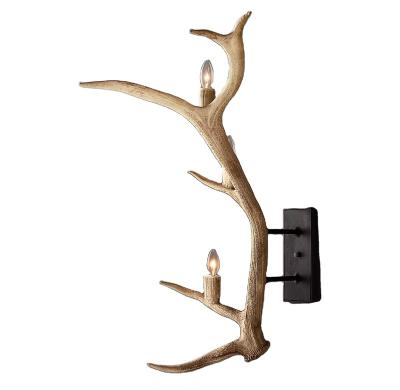 China Nordic NATURAL Industrial Retro Modern Home ANTLER SANDLE CANDLE Metal Wall Lamp Antler Wall Lamp for sale