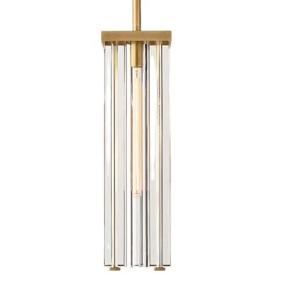 China Cuboid Dining Room Chandelier Shade Modern Glass Staircase Light Modern Glass Pendant Lamp Luxury Brass Color LED Decorative Lamp for sale