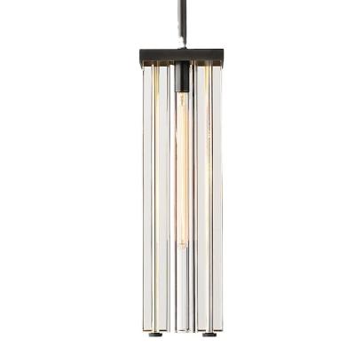 China Dining Room Modern Luxury Cuboid Brass Color LED Shade Glass Chandelier for Modern Hotel Foyer Hallway Bedroom and Staircase Home Lamp for sale