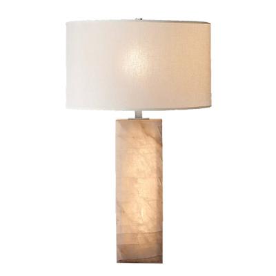 China Modern Simple Calcite Style Luxury Hotel Table Lamp Polish Metal Base Canvas Shade Table Lamp Indoor Minimalist Creative Led Indoor Study Light for sale