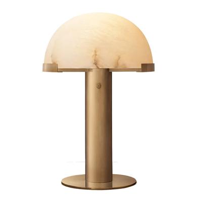 China Modern Luxury Hotel Style Handcrafted Brass With Alabaster Shade Table Light Simple Minimalist Study Indoor Led Creative Light for sale