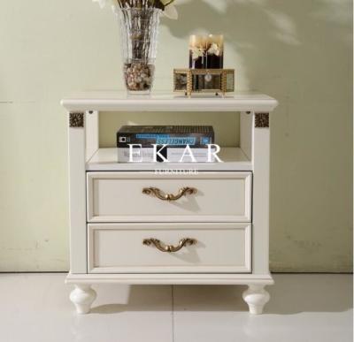 China classic white nightstand with 2 drawers bedsides table for sale